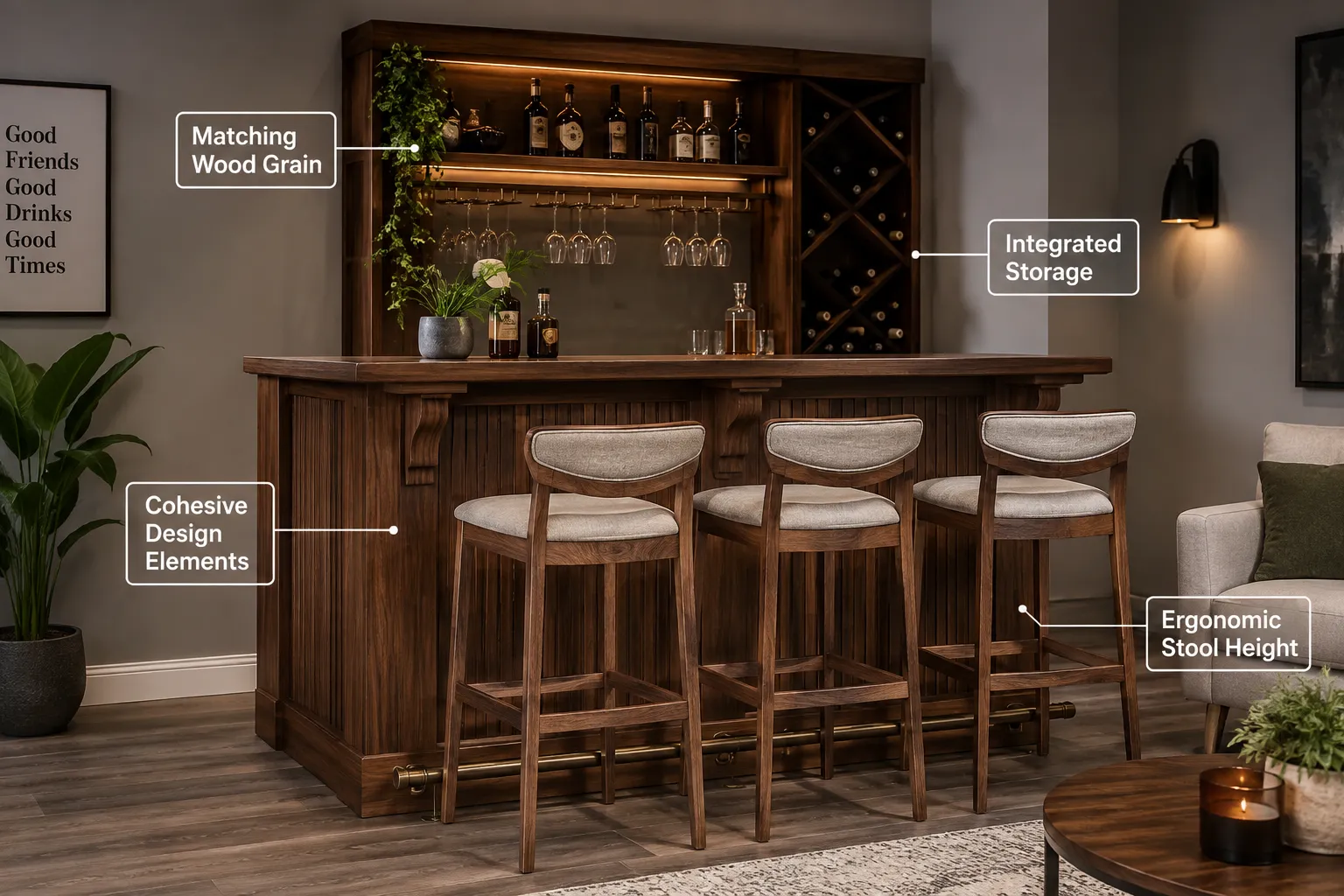 Finishing and Integrating Your DIY Bar Furniture with Stools