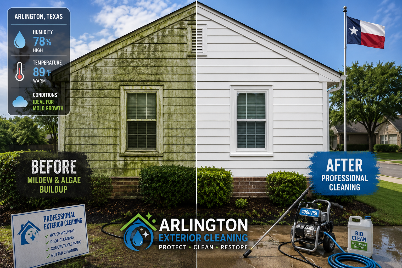 Why Houses in Arlington Texas Get Mildew So Easily