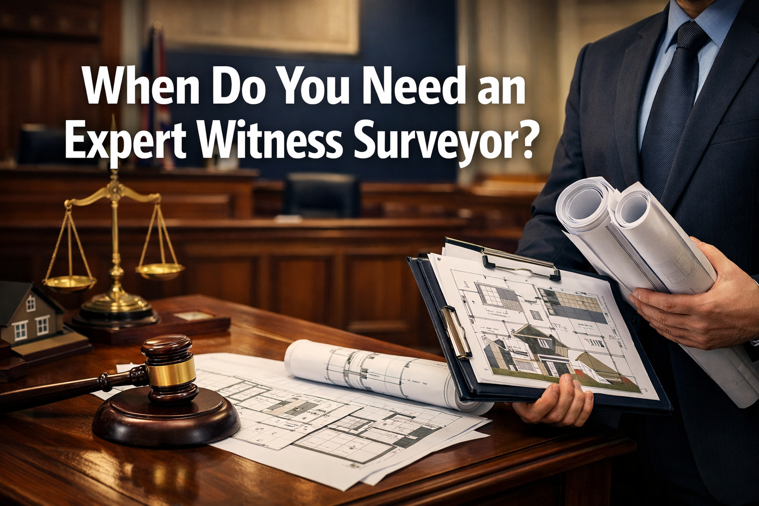Professional () hero image with 'When Do You Need an Expert Witness Surveyor?' in extra large white with dark , centered in