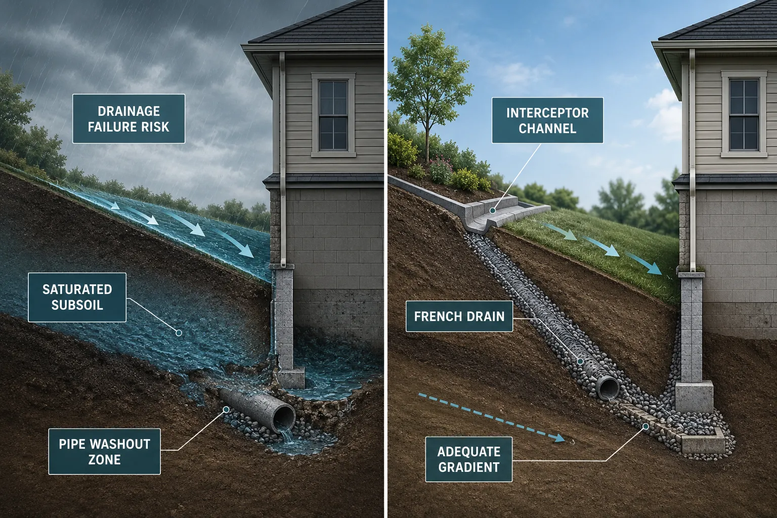 Drainage, Surface Water and the Slope-Linked Risks to Foundations