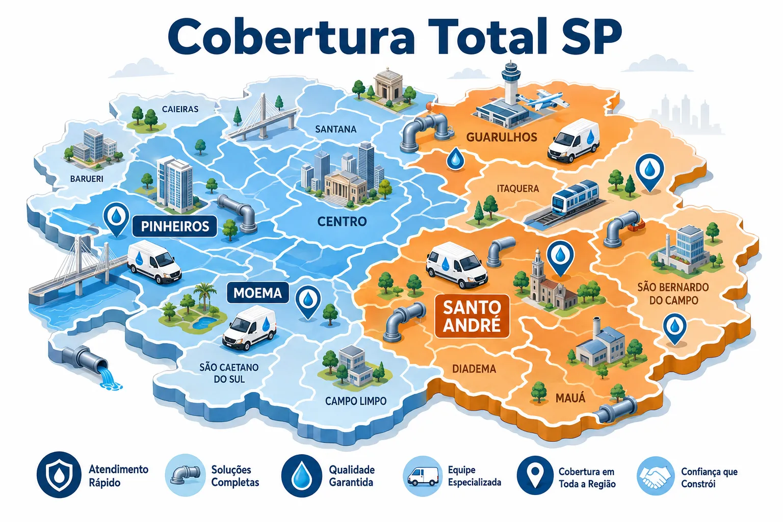 Cobertura de Atendimento: São Paulo, Grande SP, Interior e Brasil