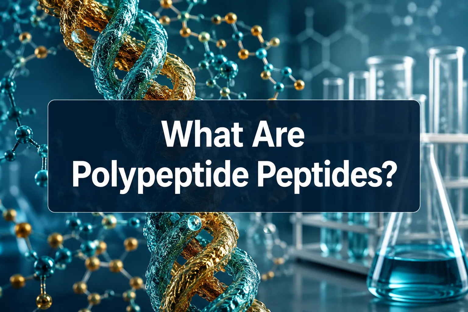 Professional () hero image with (≤42 chars): 'What Are Polypeptide Peptides?' in crisp white on a deep navy semi-transparent