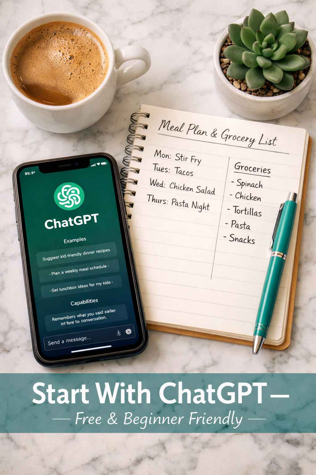 Woman using AI tools at home desk with laptop