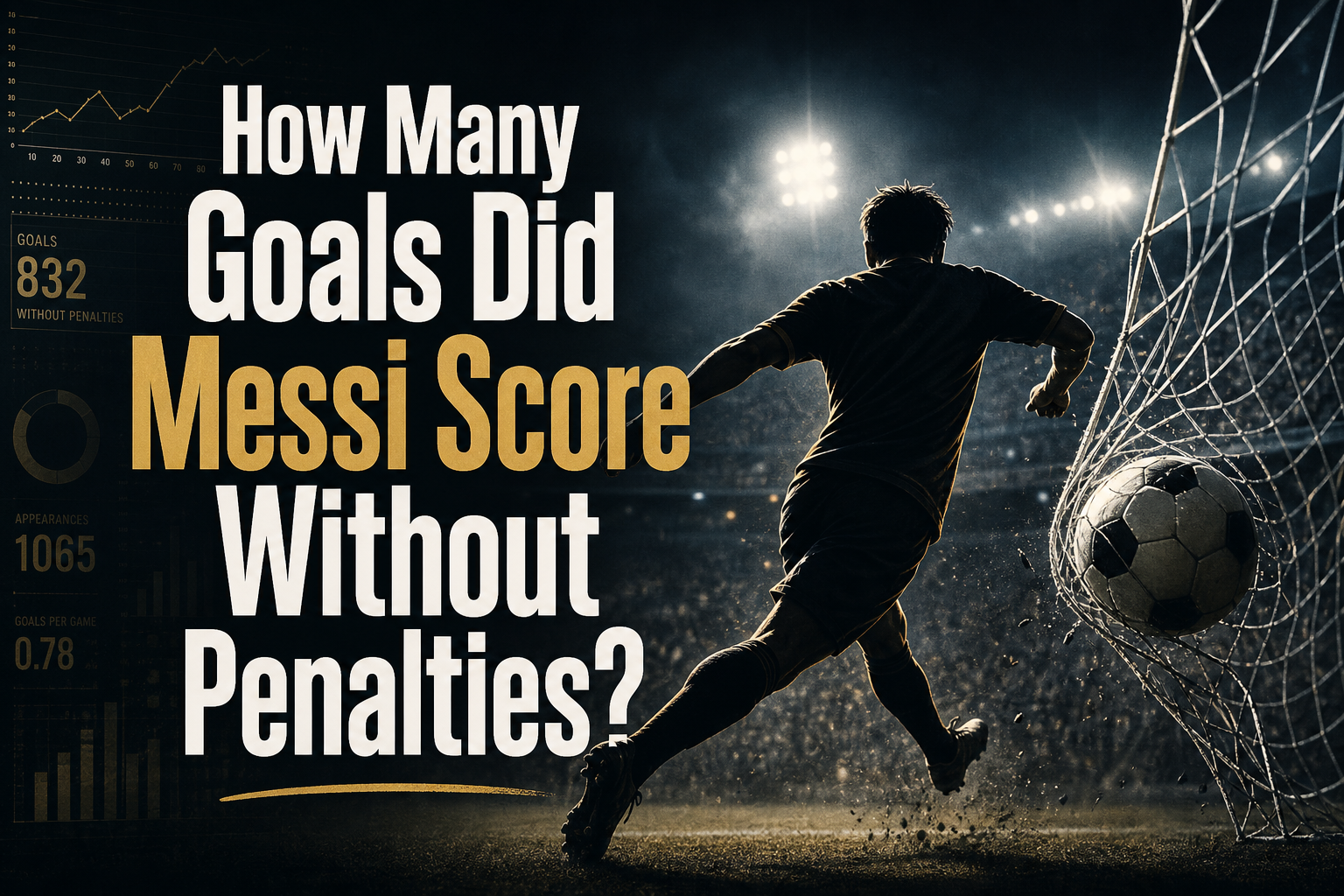 "How Many Goals Did Messi Score Without Penalties?". Modern design, , , aesthetic. Background imagery relevant to: How Many