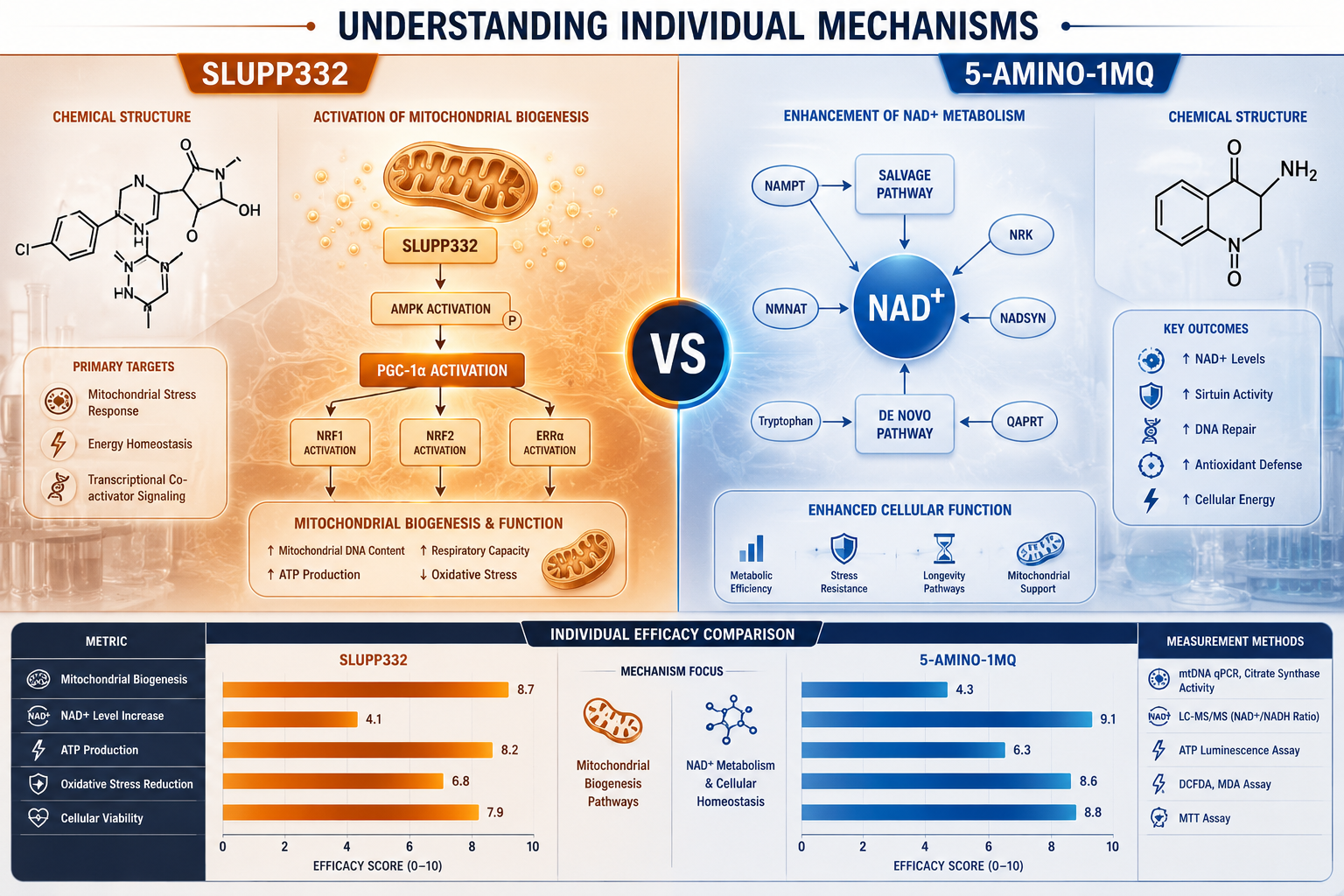 SLUPP332 with 5-Amino-1MQ: Investigating Synergistic Mechanisms in Mitochondrial Biogenesis Research