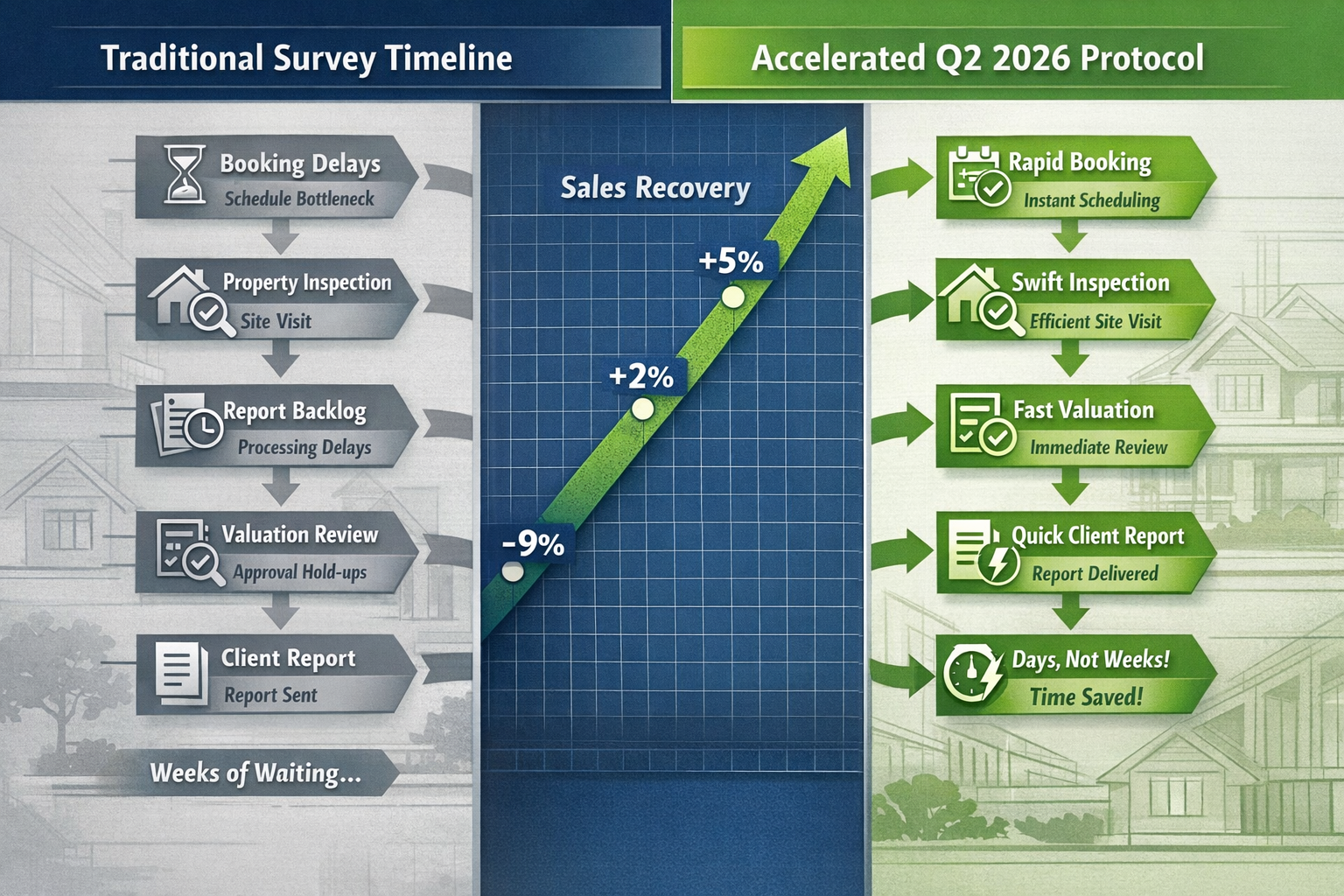 Detailed () image depicting split-screen comparison showing 'Traditional Survey Timeline' versus 'Accelerated Q2 2026