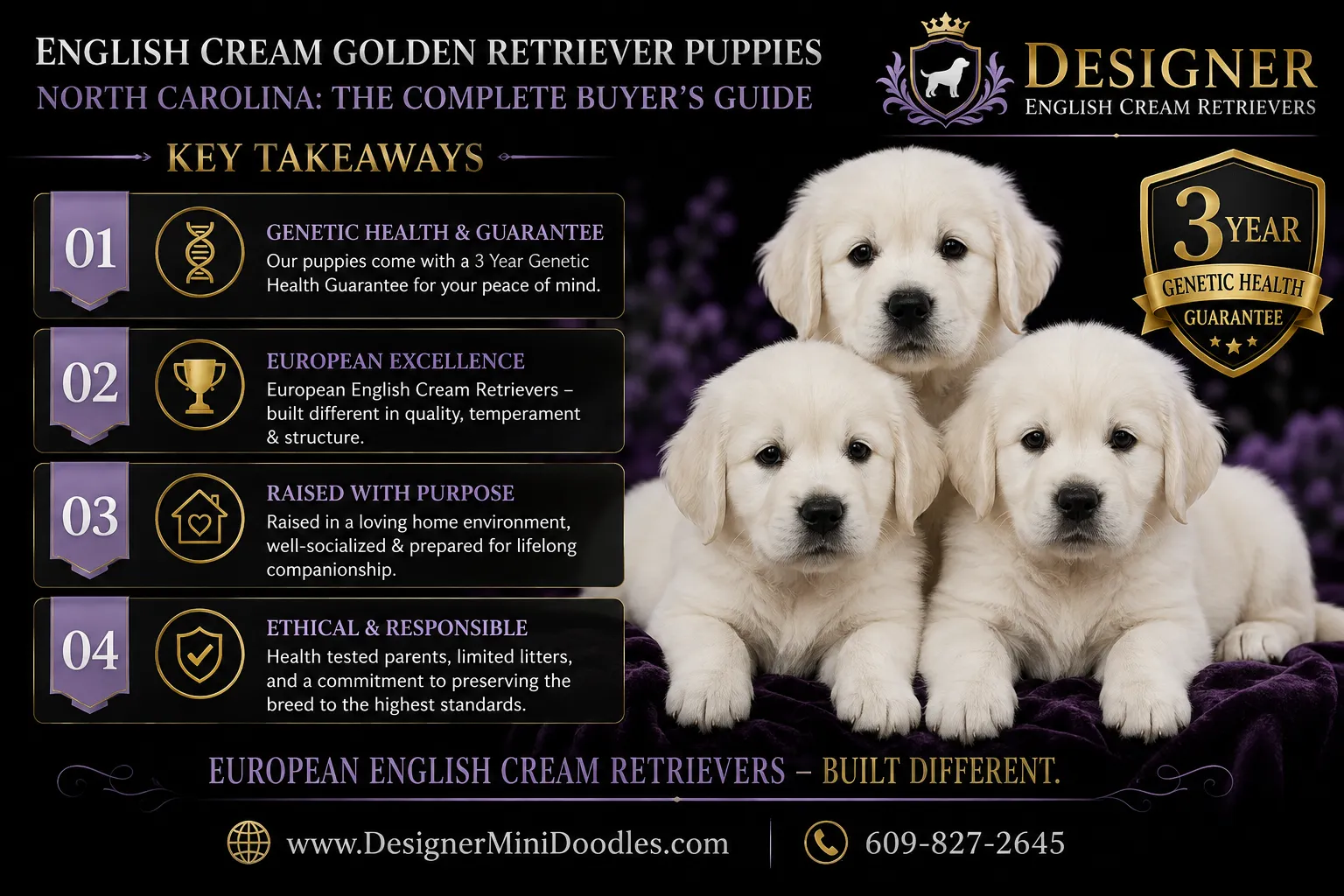English cream golden retriever puppies North Carolina