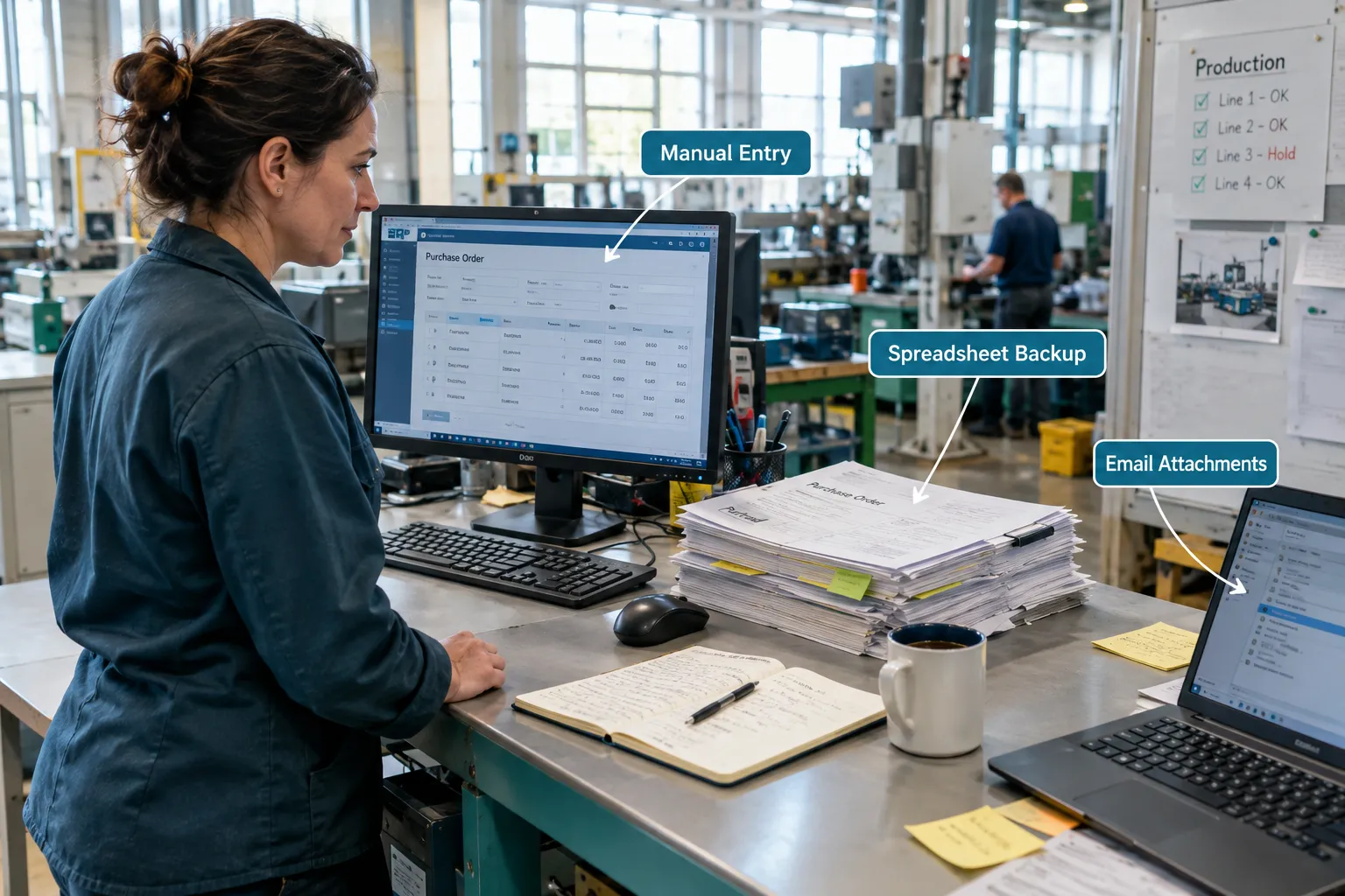 Click to regenerate this image Does AI in Manufacturing Mean Replacing Your ERP?
