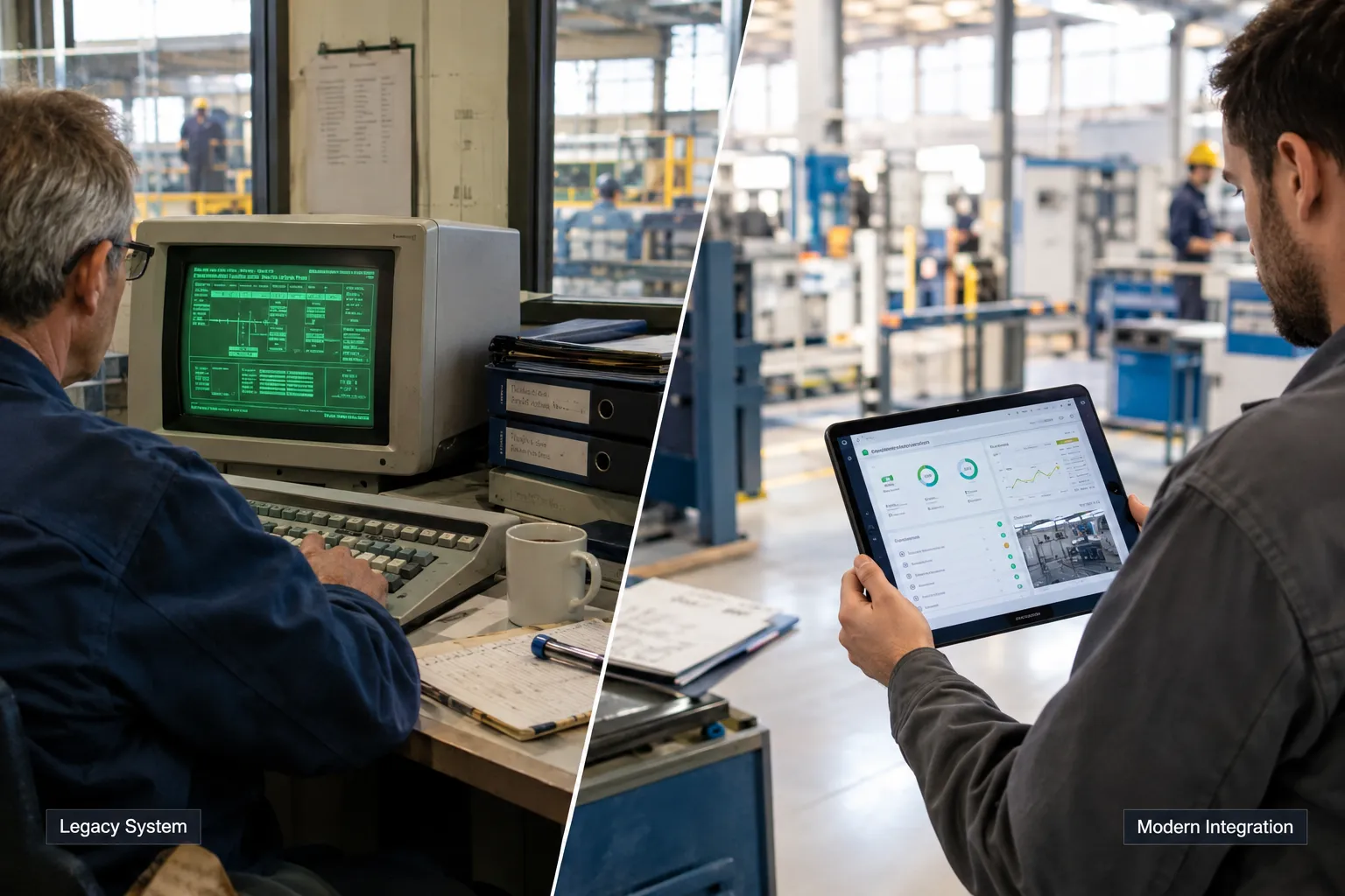 Click to regenerate this image Does AI in Manufacturing Replace Workers or Just Help Them?