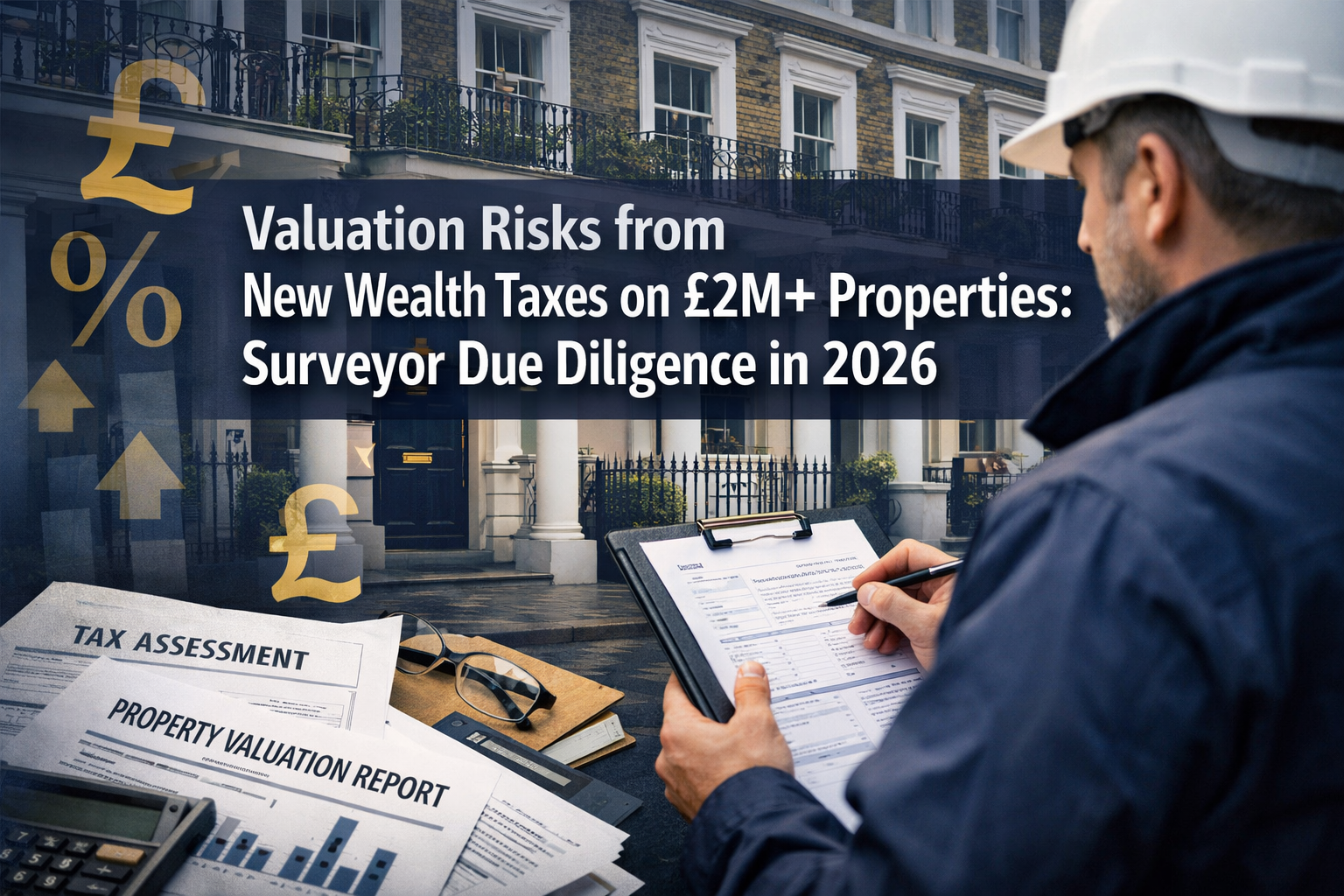 Professional () hero image featuring 'Valuation Risks from New Wealth Taxes on £2M+ Properties: Surveyor Due Diligence in