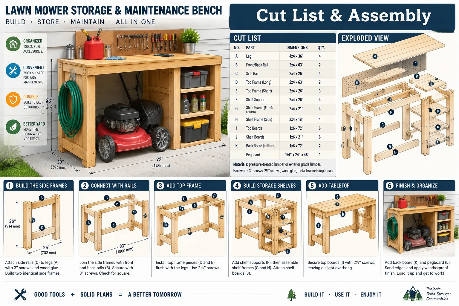 Designing Your Woodworking Plans for a Lawn Mower Storage and Maintenance Bench