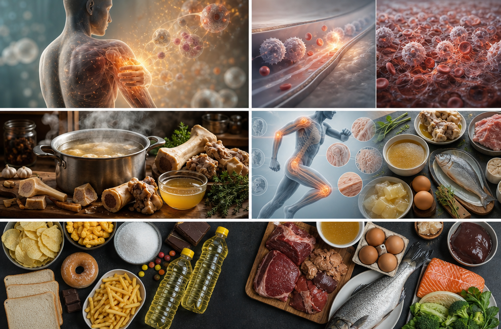Whole foods contrasted with ultra-processed foods, seed oils and refined sugar