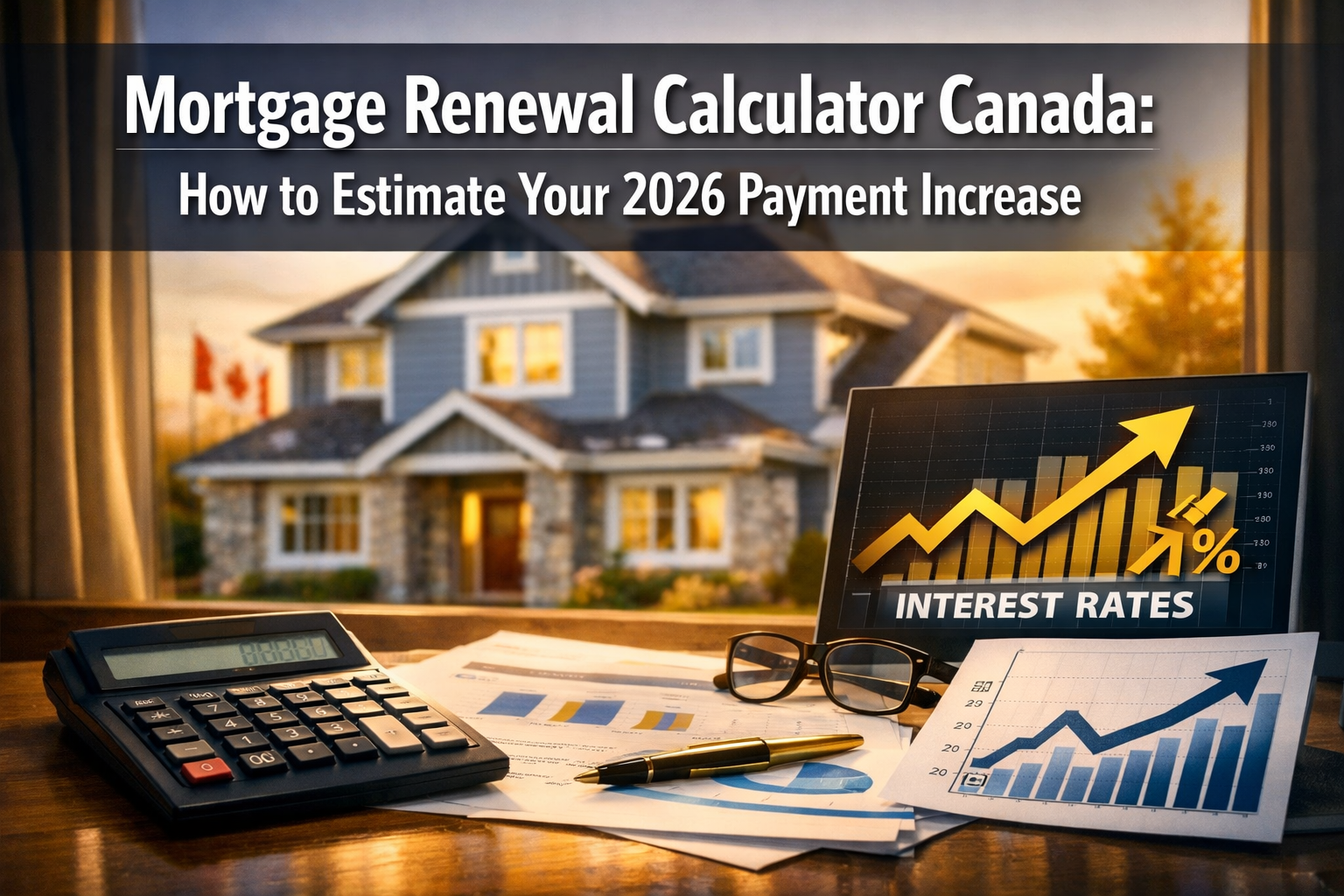 Professional () hero image with : 'Mortgage Renewal Calculator Canada: How to Estimate Your 2026 Payment Increase' in extra