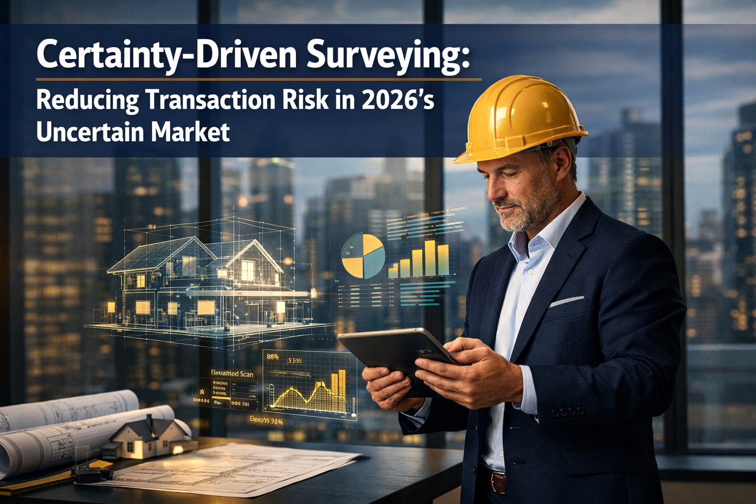 Professional () hero image with 'Certainty-Driven Surveying: Reducing Transaction Risk in 2026's Uncertain Market' in extra