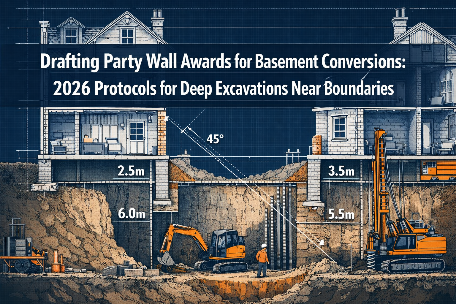 Professional () hero image featuring 'Drafting Party Wall Awards for Basement Conversions: 2026 Protocols for Deep