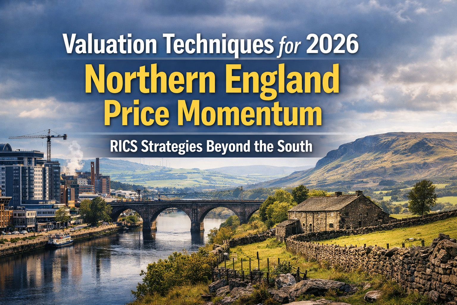Professional landscape hero image () with : "Valuation Techniques for 2026 Northern England Price Momentum: RICS Strategies