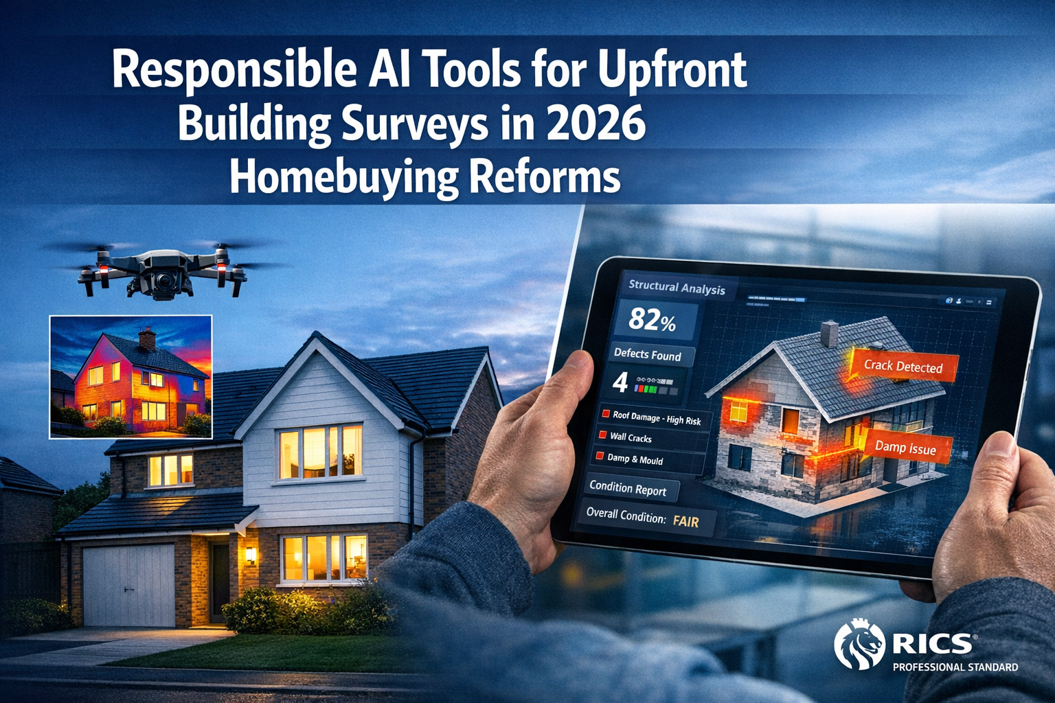 Professional () hero image featuring 'Responsible AI Tools for Upfront Building Surveys in 2026 Homebuying Reforms' in extra