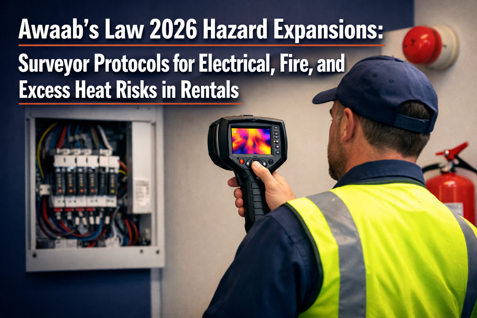 Professional () hero image with 'Awaab's Law 2026 Hazard Expansions: Surveyor Protocols for Electrical, Fire, and Excess