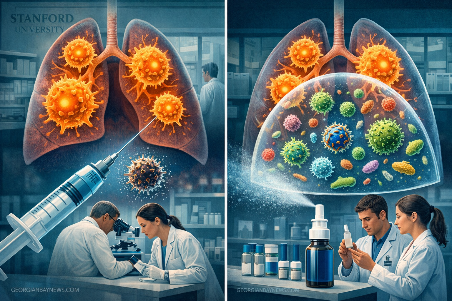 Include the text: GEORGIANBAYNEWS.COM, in each image in a discreet fashion. Detailed landscape format (1536x1024) scientific illustration sh