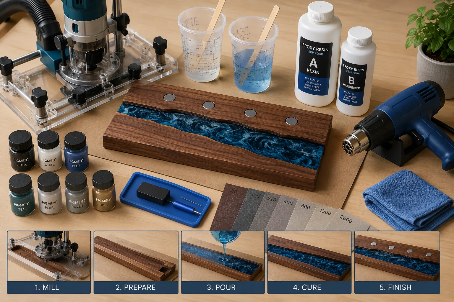 Accent Furniture Pieces with Epoxy Inlay