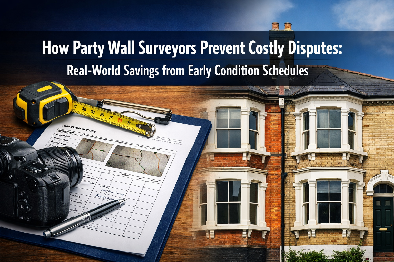 Professional () hero image featuring 'How Party Wall Surveyors Prevent Costly Disputes: Real-World Savings from Early