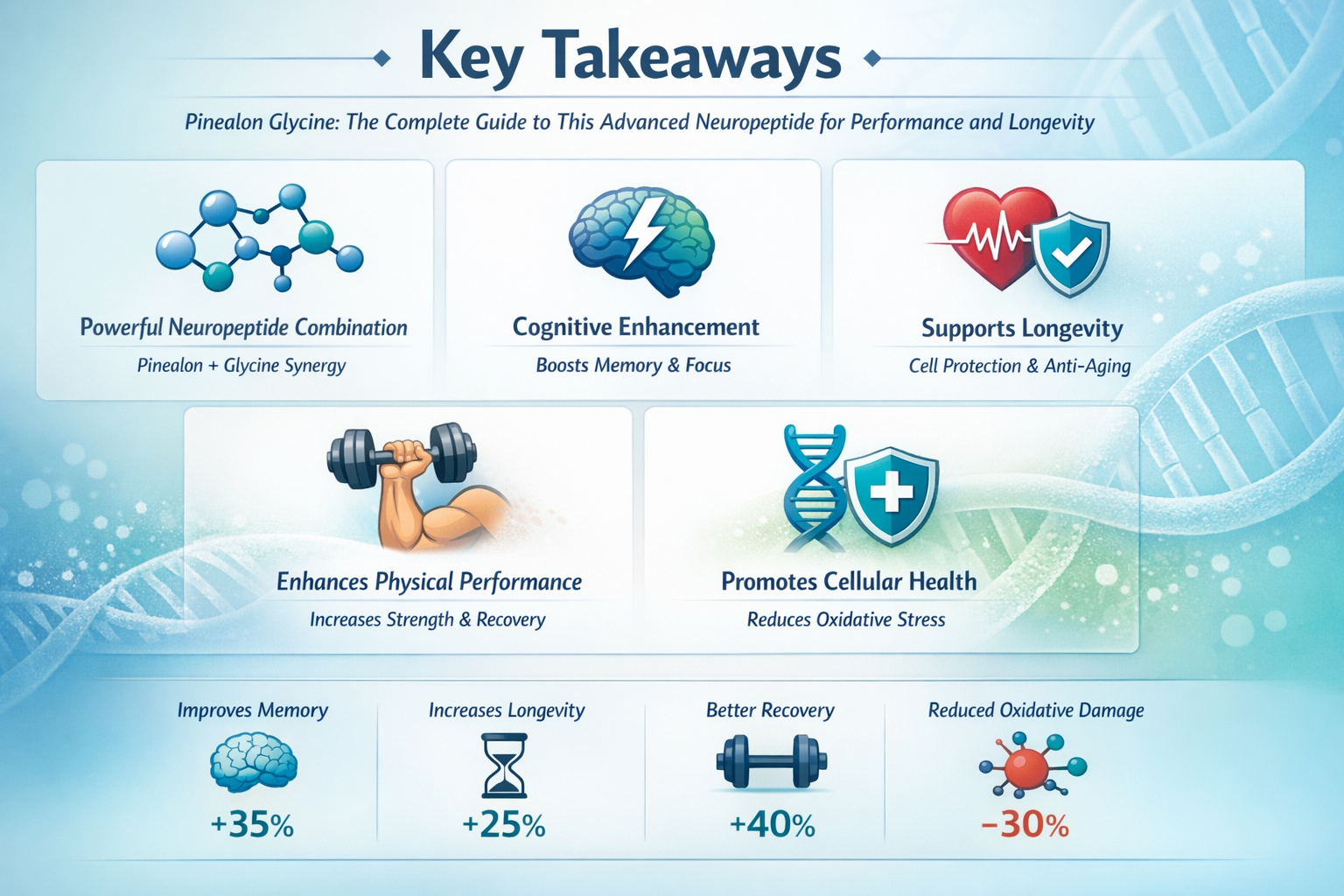 Professional landscape infographic (1536x1024) for article "Pinealon Glycine: The Complete Guide to This Advanced Neuropeptide for Performan