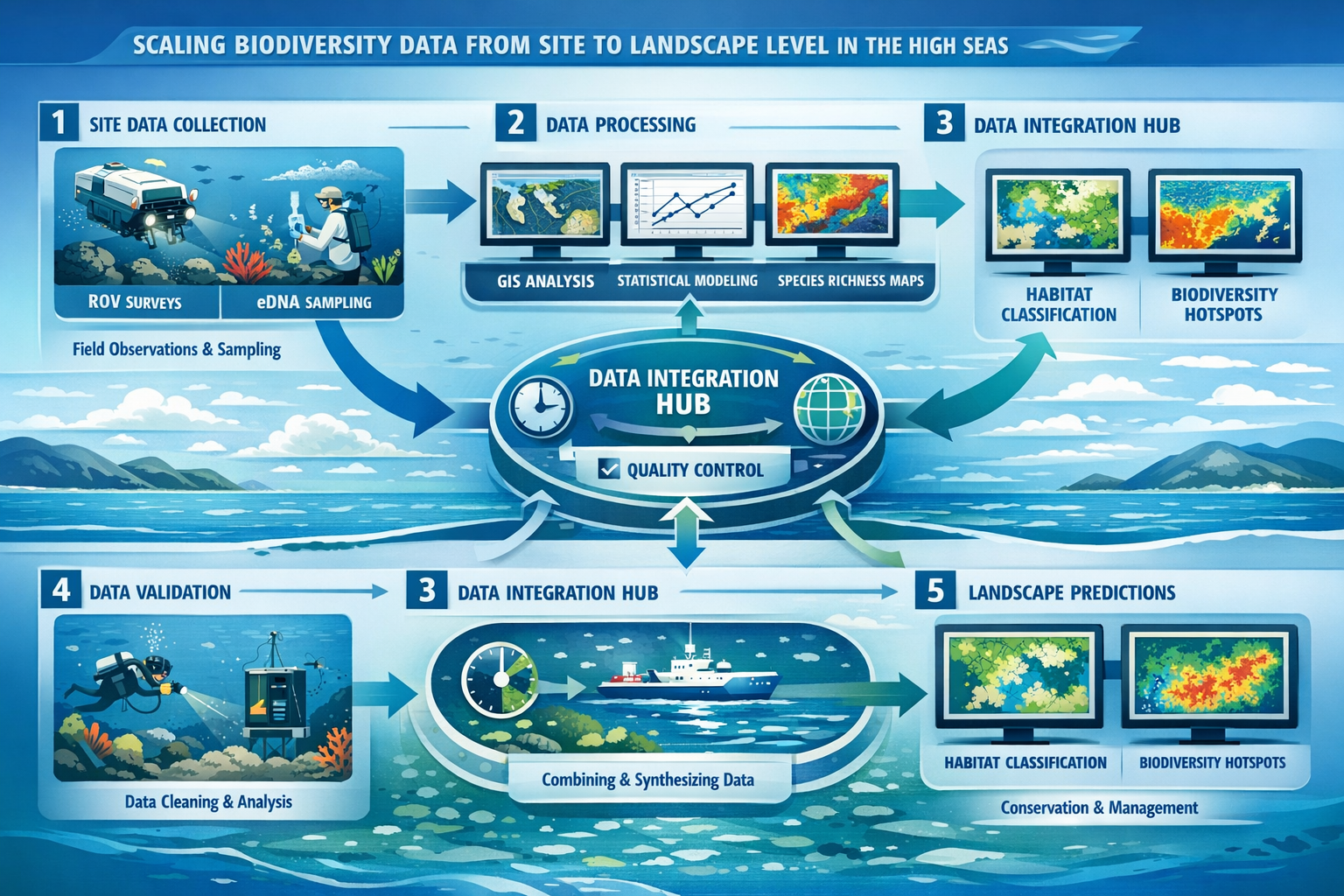 Detailed () technical workflow diagram showing step-by-step protocol for scaling biodiversity data from site to landscape