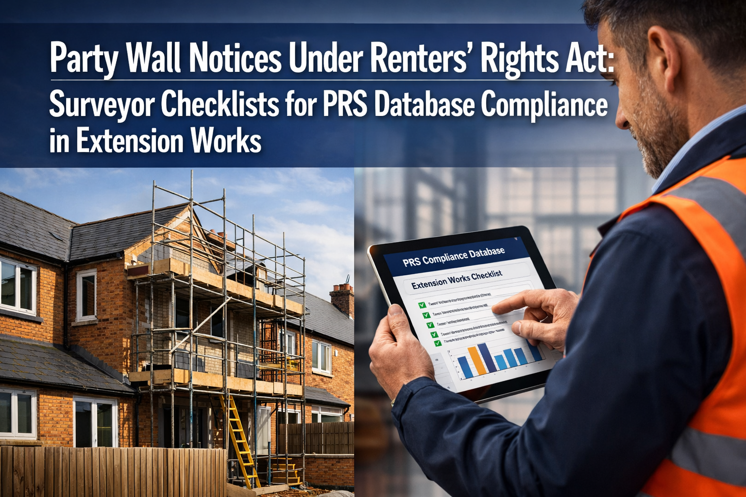 Professional () hero image featuring 'Party Wall Notices Under Renters' Rights Act: Surveyor Checklists for PRS Database