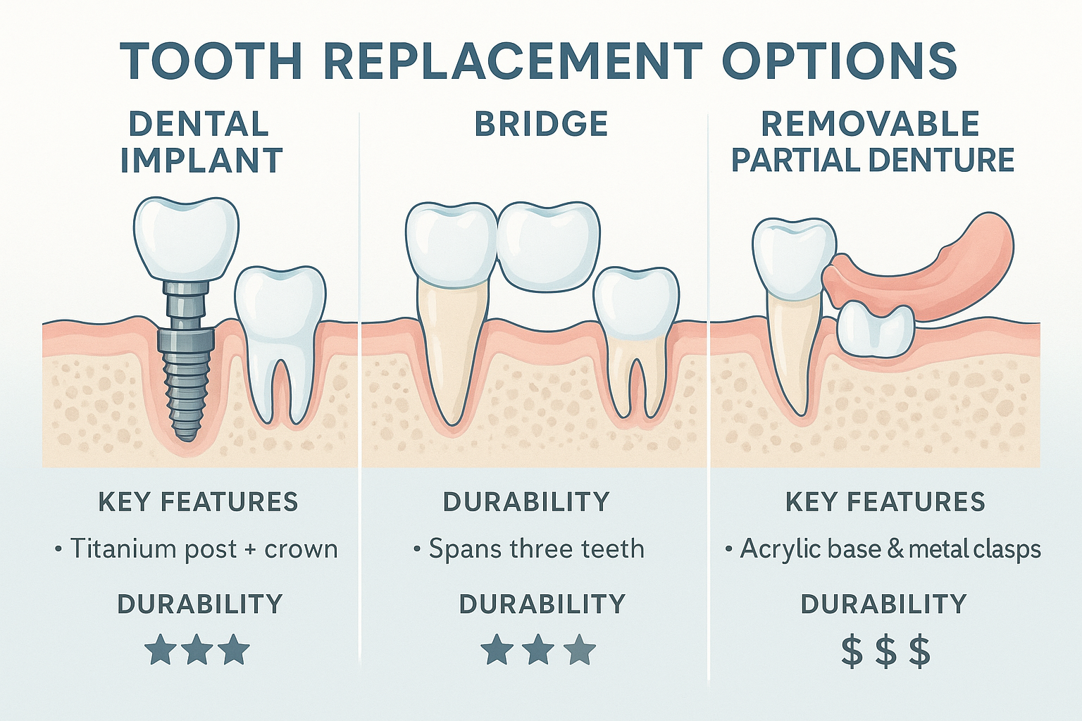 Dental Implant vs Bridge vs Denture: Which Is Better for Your Smile? 🦷