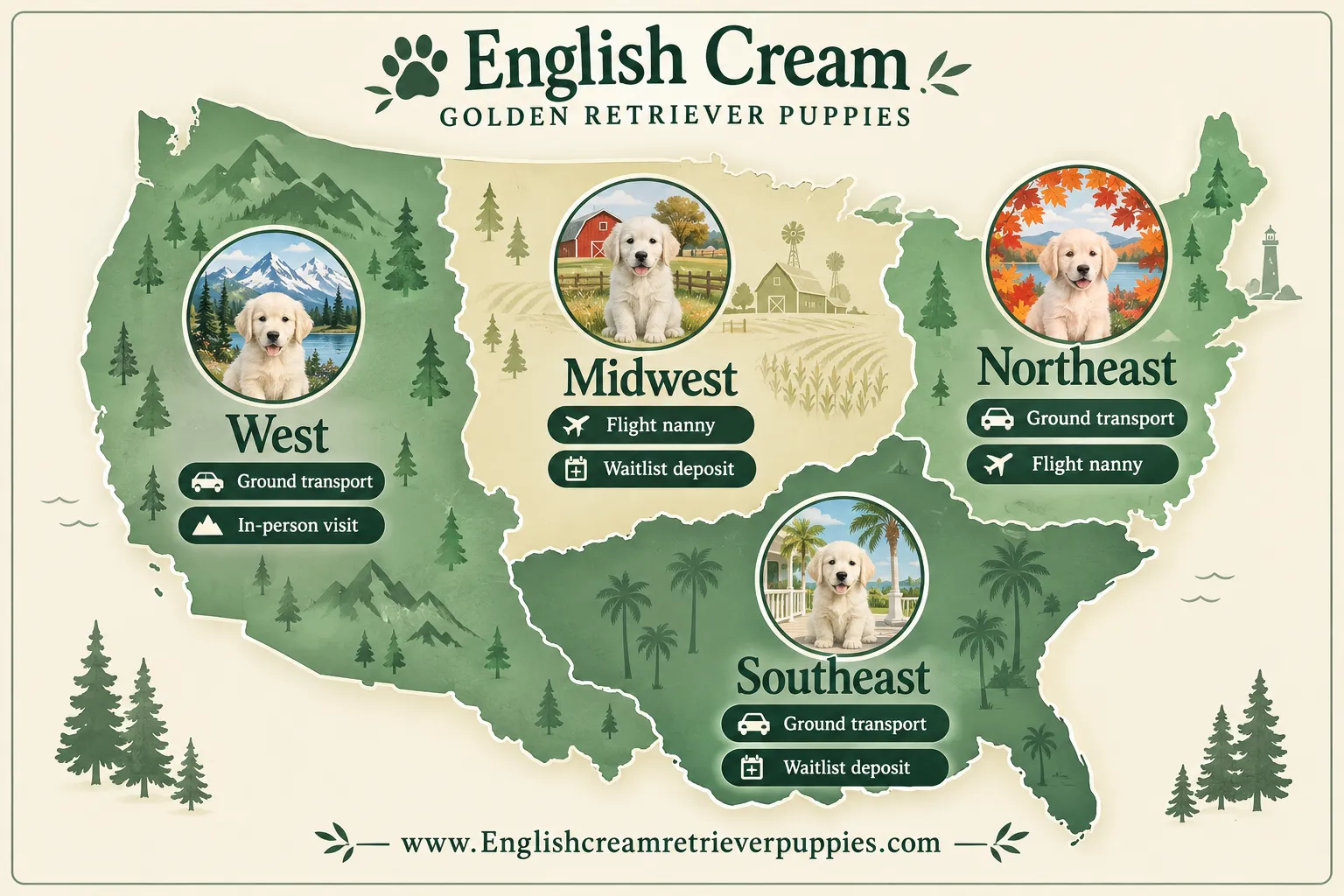 Finding English Cream Retriever Breeders Near Me and by Region