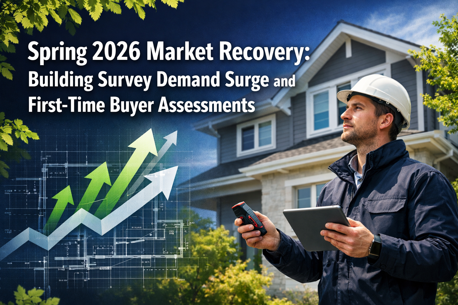 Professional () hero image featuring 'Spring 2026 Market Recovery: Building Survey Demand Surge and First-Time Buyer