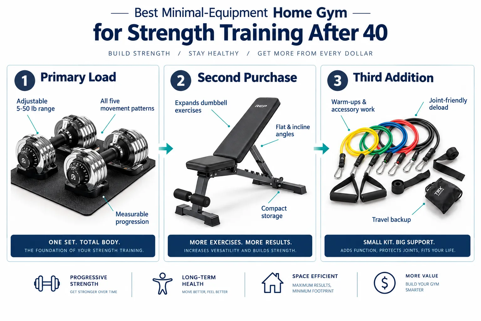 Why are resistance bands and dumbbells better for strength training after 40?