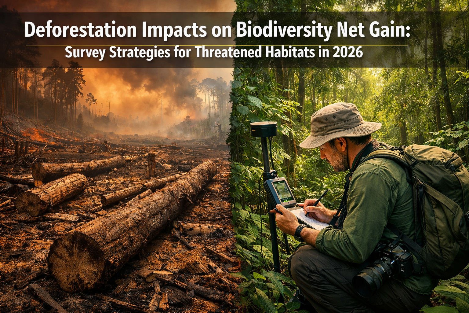 Professional () hero image with 'Deforestation Impacts on Biodiversity Net Gain: Survey Strategies for Threatened Habitats