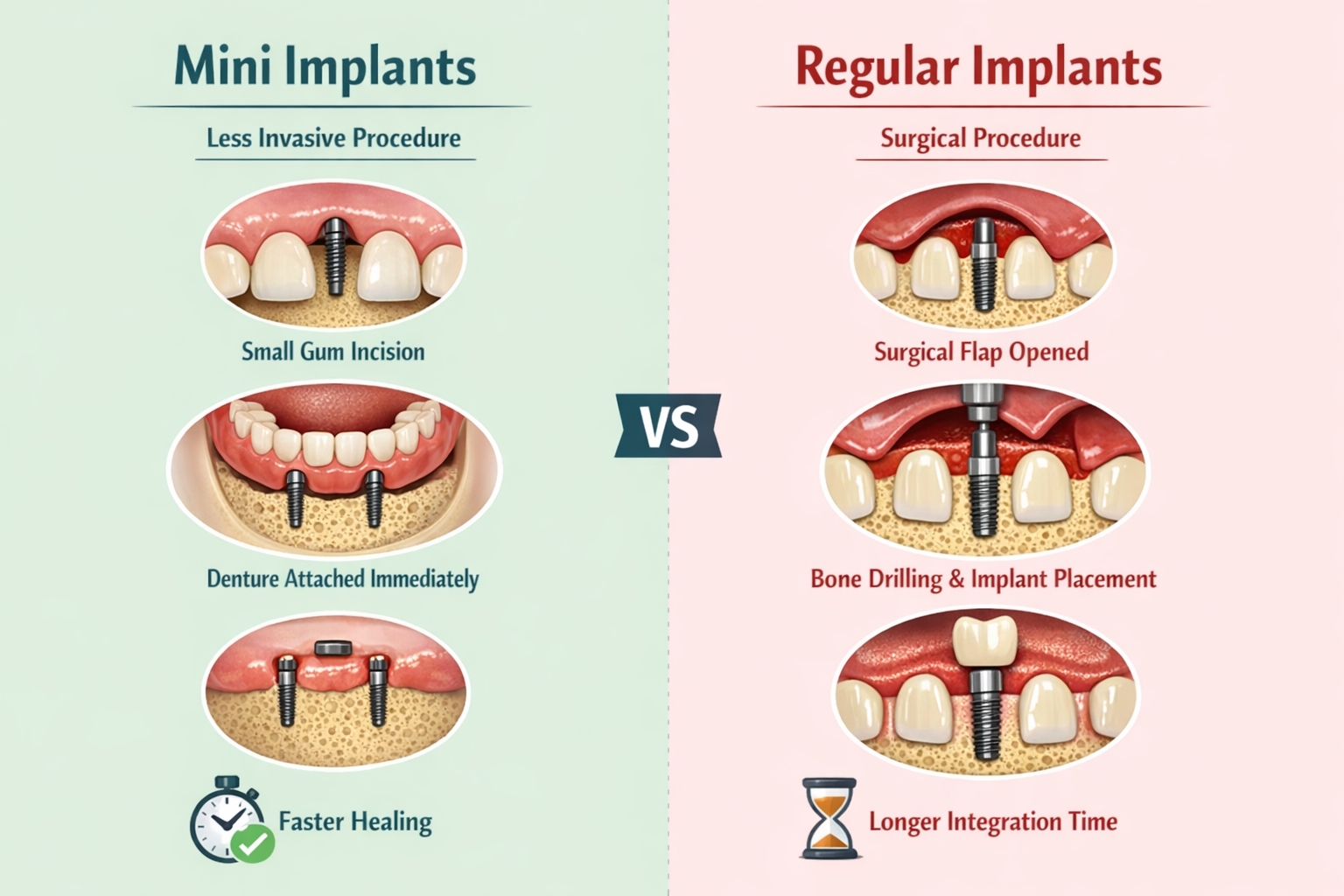 Mini dental implants vs regular implants