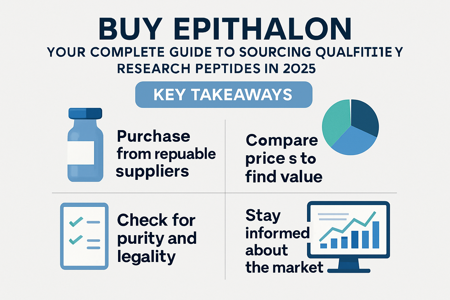 Professional landscape infographic (1536x1024) for article "Buy Epithalon: Your Complete Guide to Sourcing Quality Research Peptides in 2025