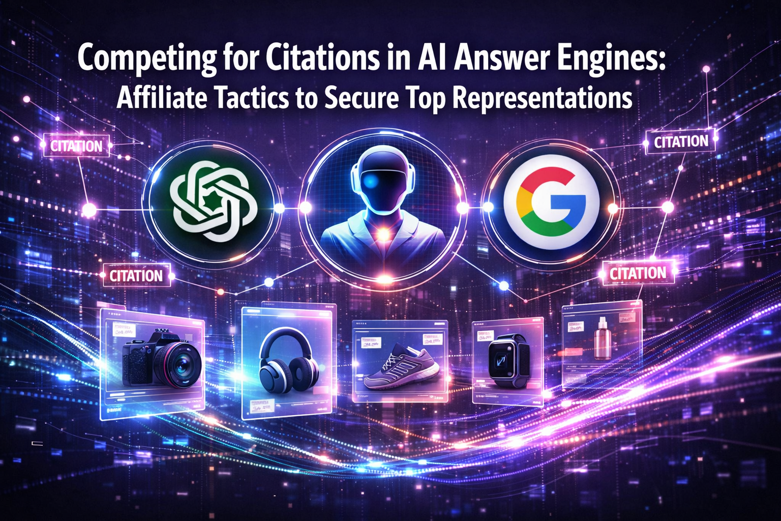 Professional () hero image with 'Competing for Citations in AI Answer Engines: Affiliate Tactics to Secure Top
