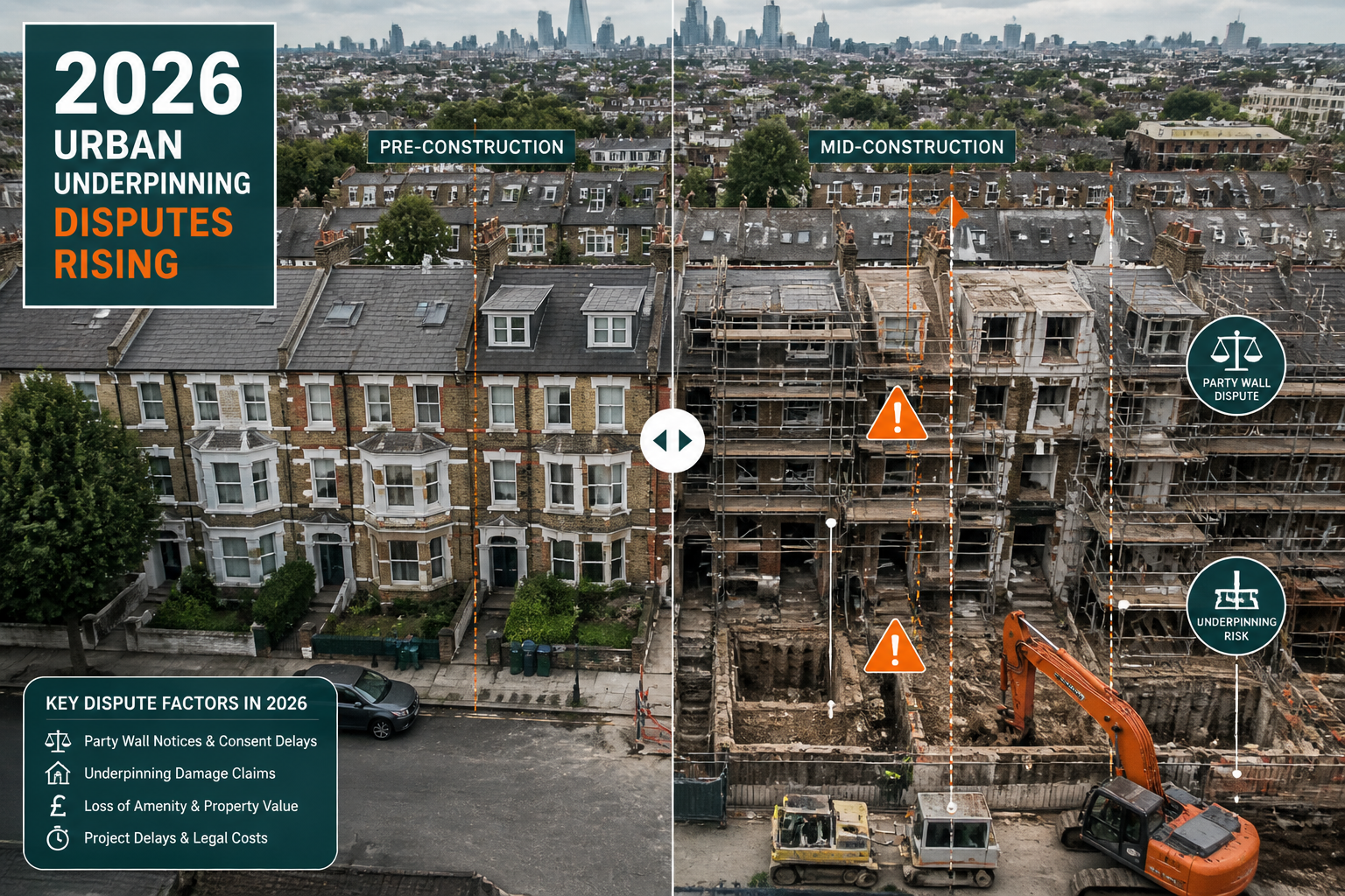 Detailed () wide-angle aerial view of a dense urban London residential street in 2026 showing multiple simultaneous