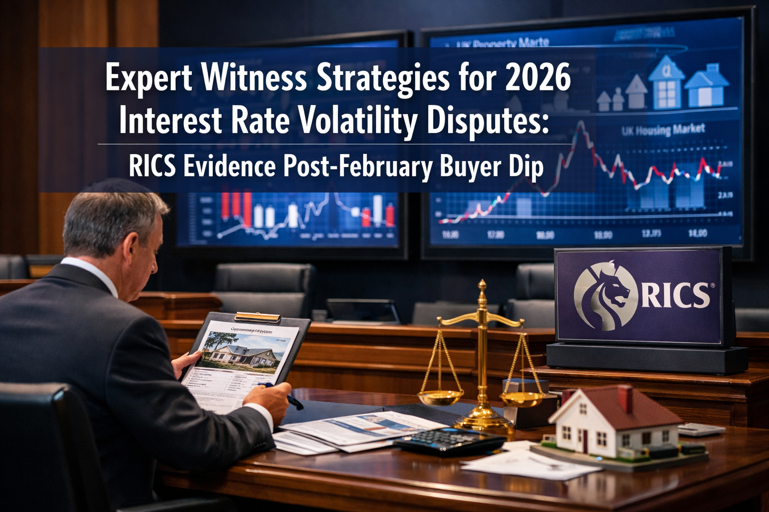 Professional () editorial hero image with 'Expert Witness Strategies for 2026 Interest Rate Volatility Disputes: RICS