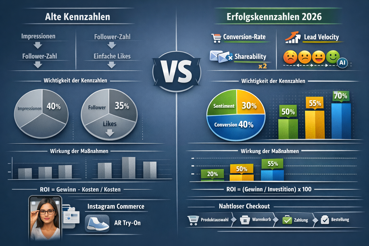 Landscape format (1536x1024) comprehensive comparison infographic showcasing traditional metrics versus 2026 success metrics for Instagram m - Instagram Trends 2026: KI-Tools für authentische Posts automatisieren ohne Perfektionismus 4 Landscape format (1536x1024) comprehensive comparison infographic showcasing traditional metrics versus 2026 success metrics for Instagram m