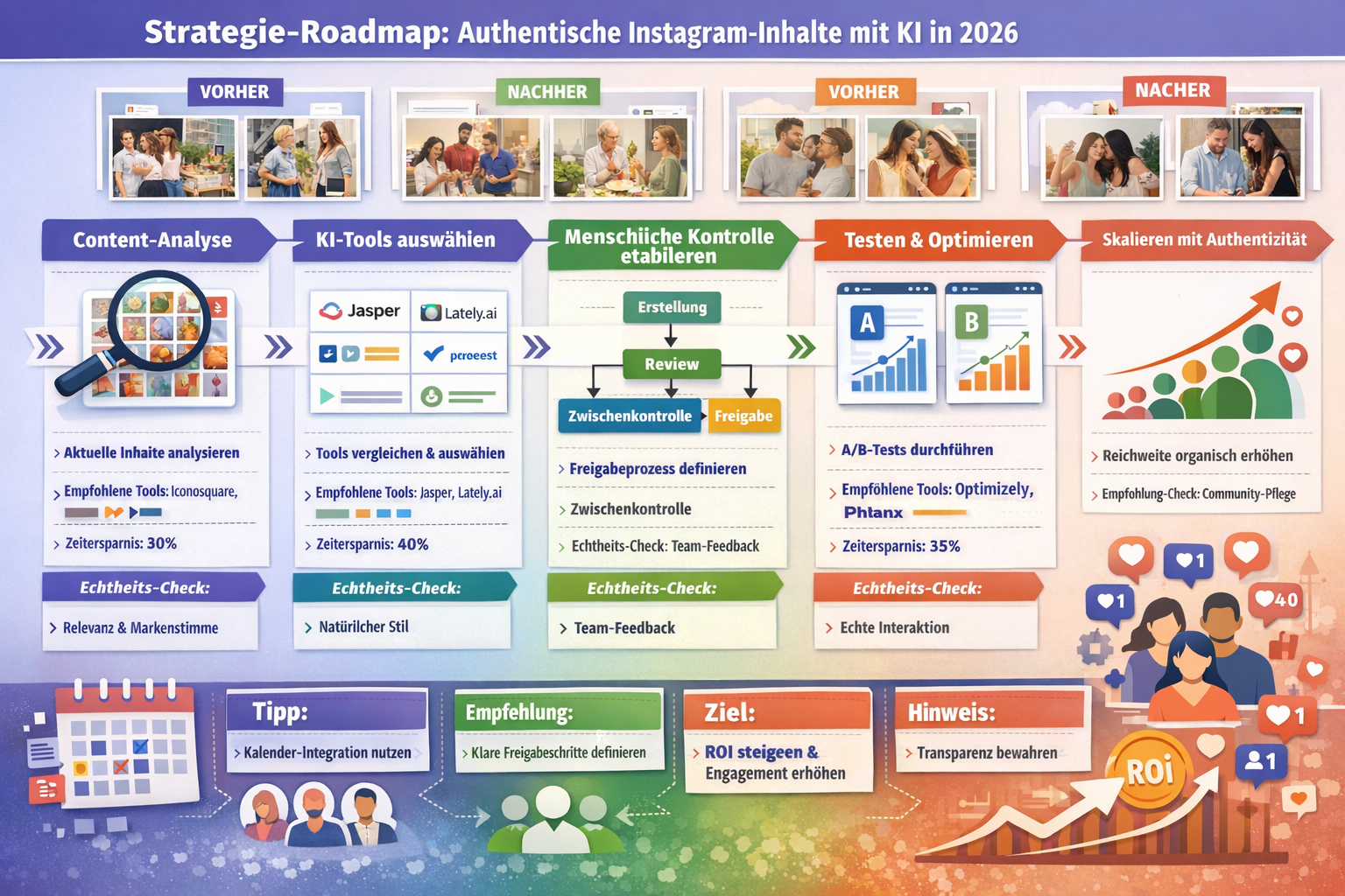 Landscape format (1536x1024) actionable strategy roadmap for implementing AI-assisted authentic Instagram content in 2026. Central pathway d - Instagram Trends 2026: KI-Tools für authentische Posts automatisieren ohne Perfektionismus 6 Landscape format (1536x1024) actionable strategy roadmap for implementing AI-assisted authentic Instagram content in 2026. Central pathway d