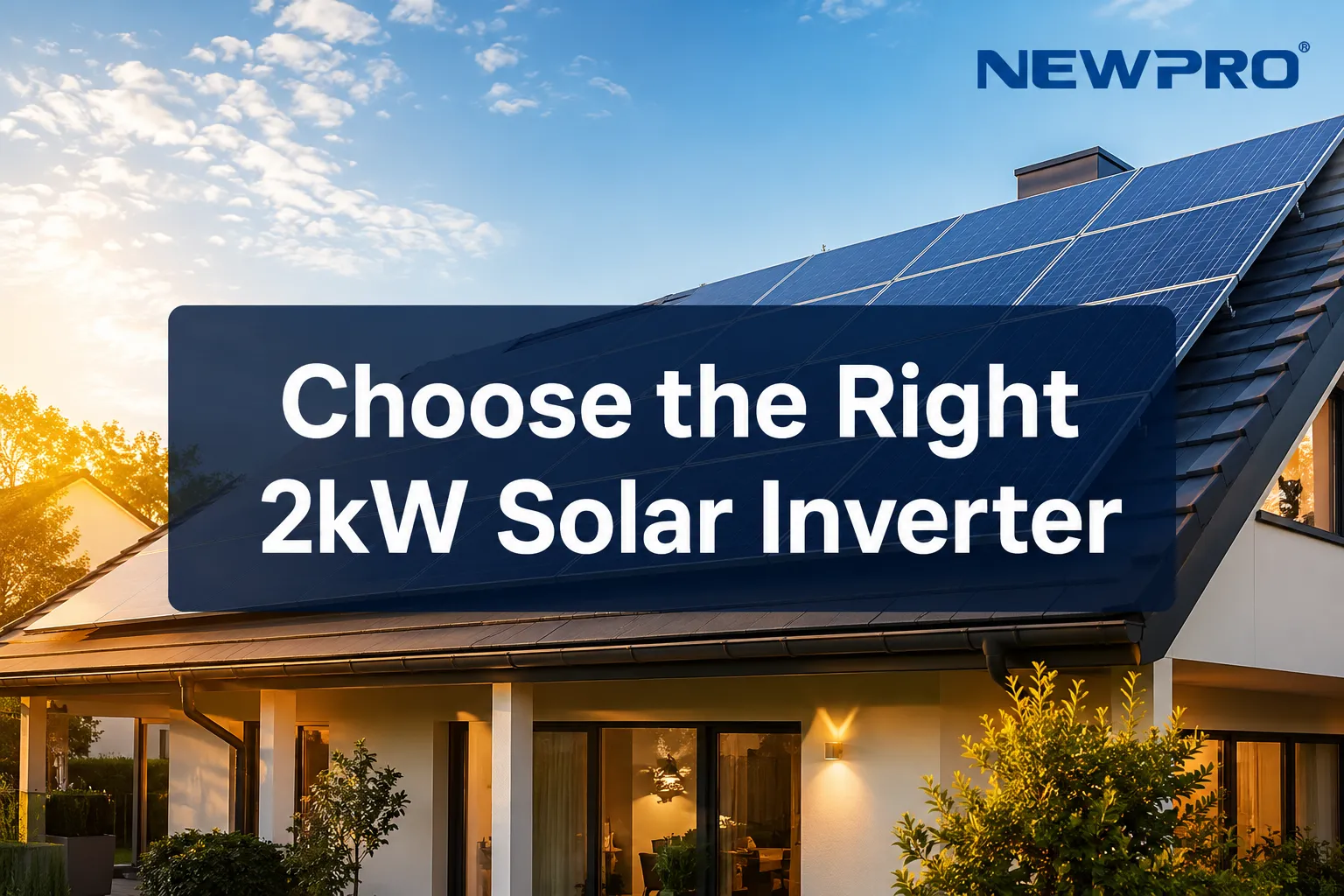 Professional () hero image with (≤42 chars): 'Choose the Right 2kW Solar Inverter' in crisp white on a deep navy