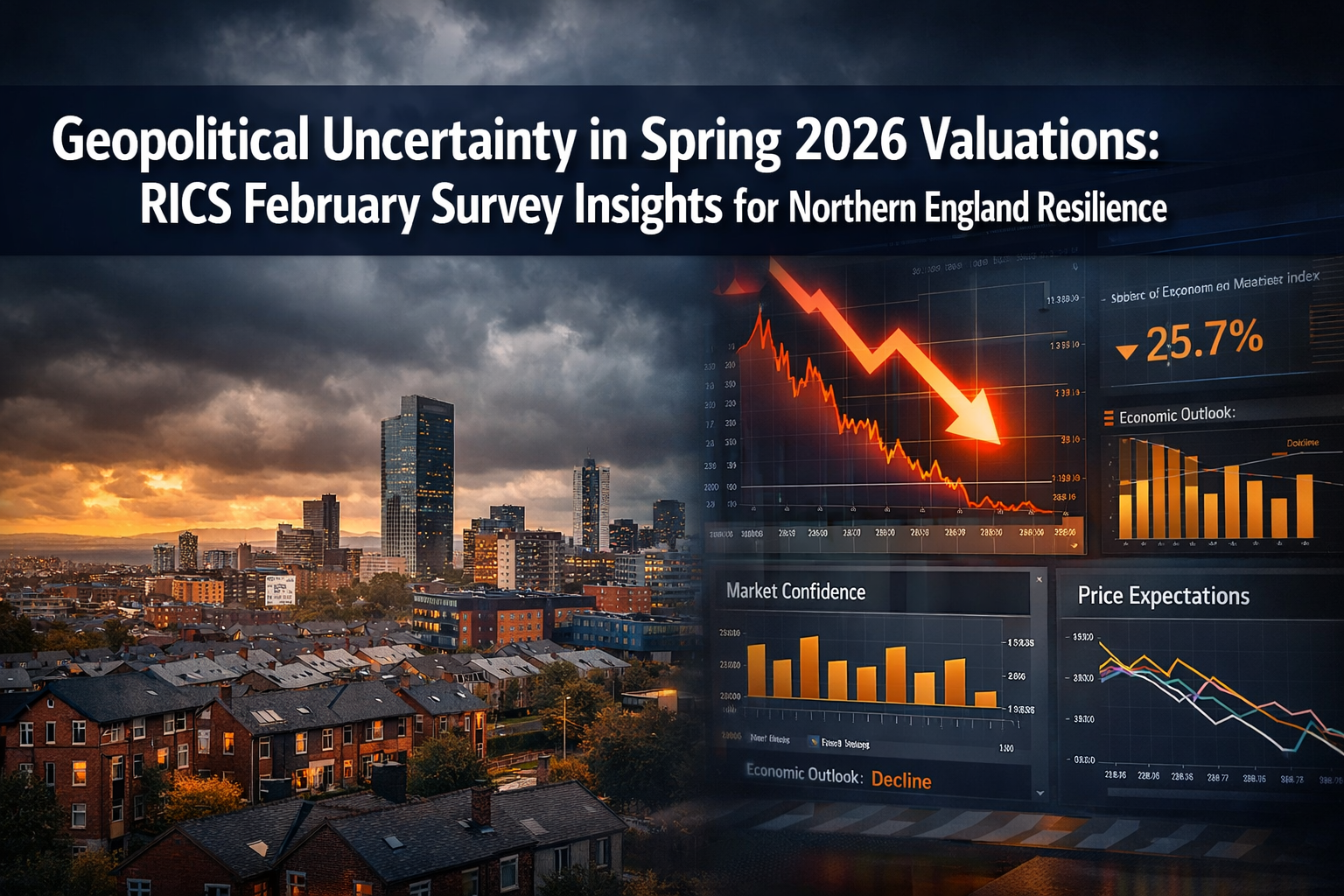 Professional () hero image featuring 'Geopolitical Uncertainty in Spring 2026 Valuations: RICS February Survey Insights for