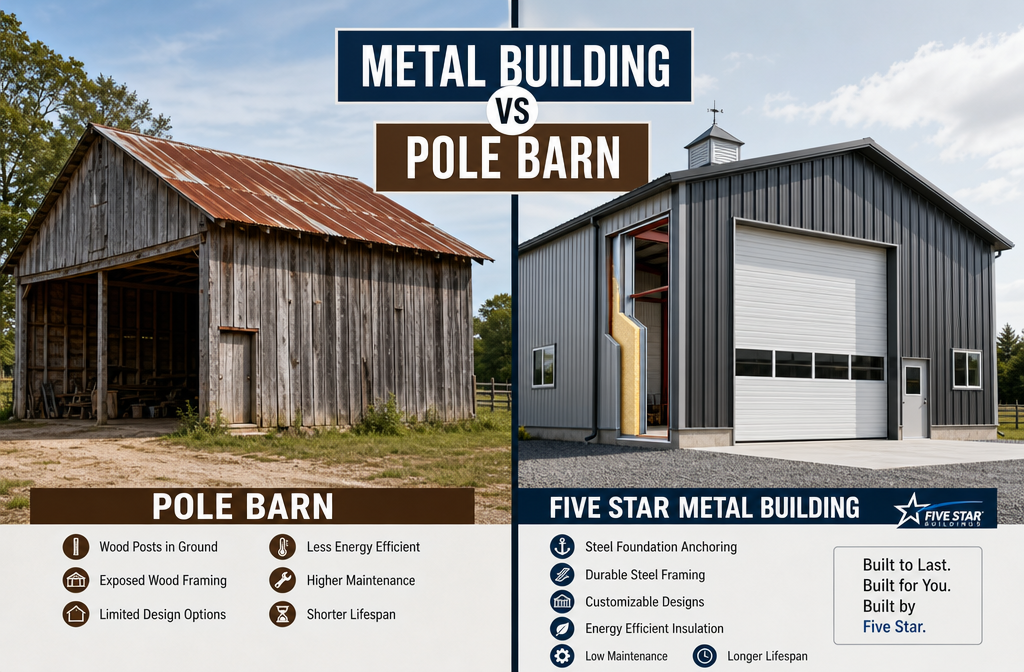 What's the Difference Between 5 Star Metal Buildings and Regular Pole Barns?
