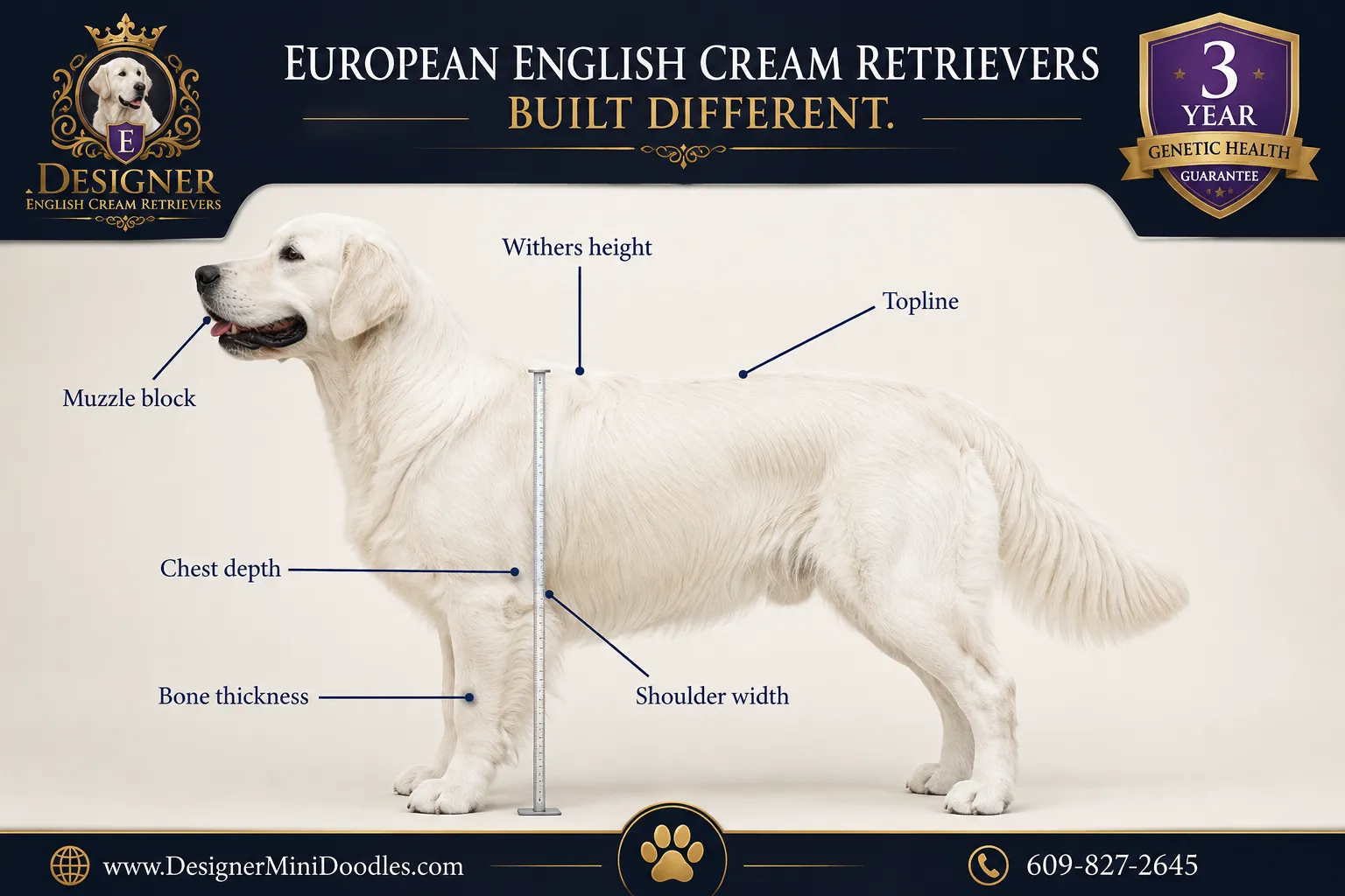 english cream golden retriever size