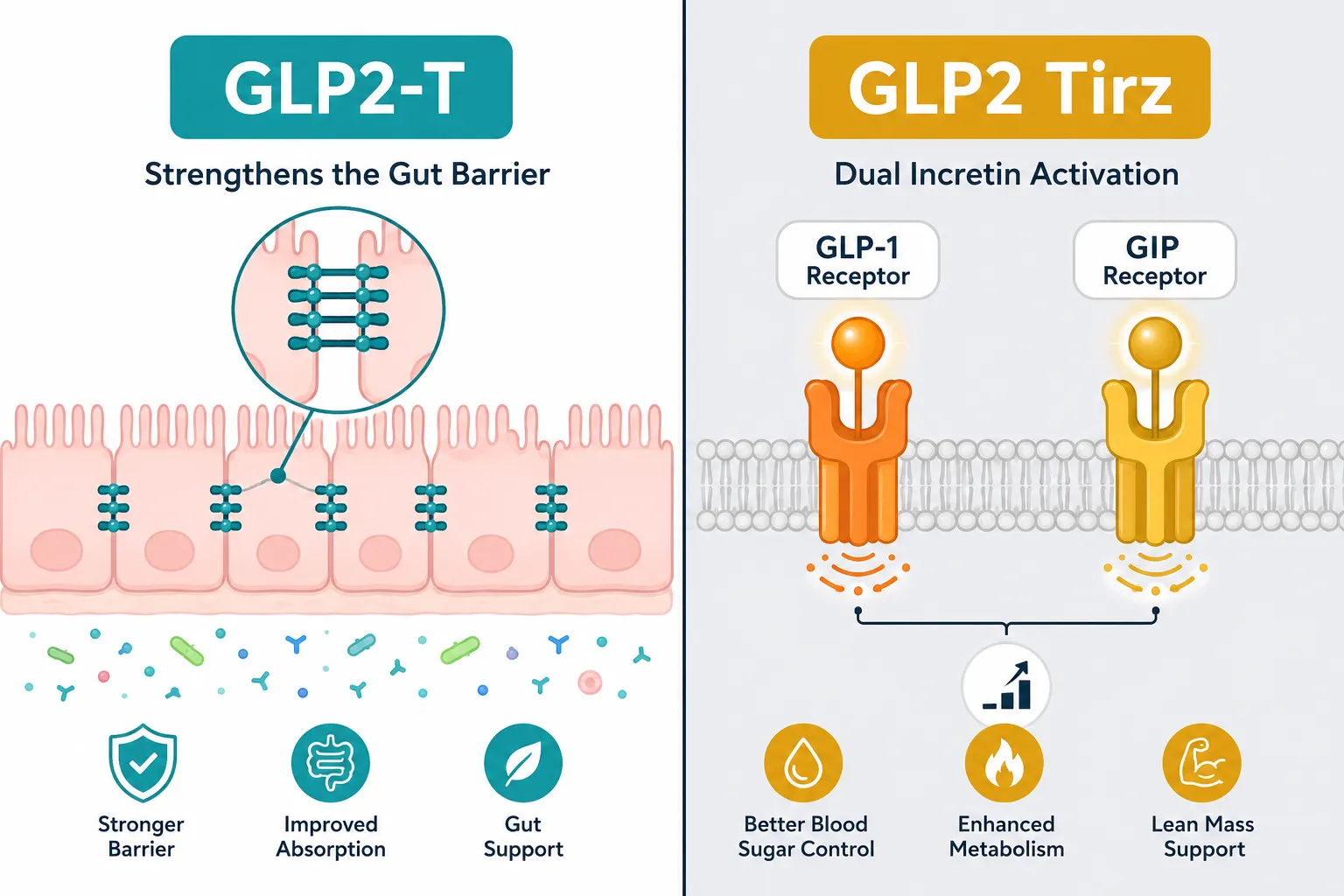 Mechanistic Distinctions Between GLP2-T and GLP2 Tirz