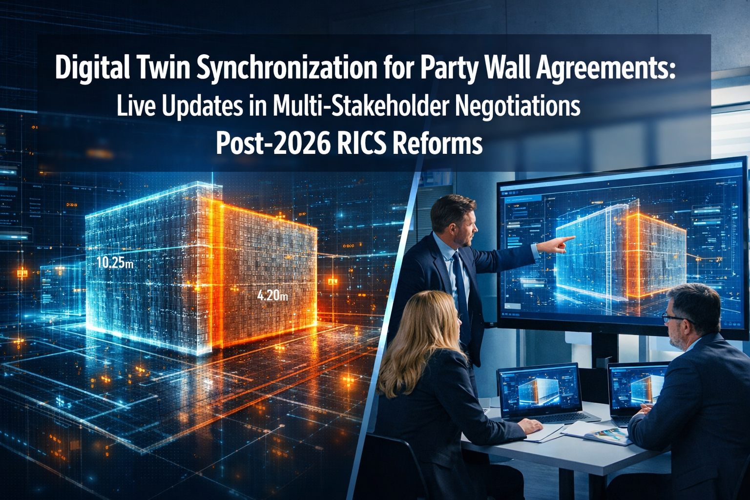 Professional () hero image featuring 'Digital Twin Synchronization for Party Wall Agreements: Live Updates in
