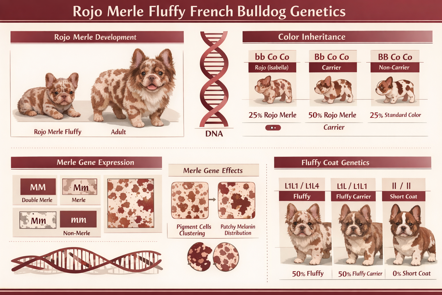 Merrle Color Pattern Rojo Merle Fluffy Frenchie Guide: Colors, Care & Breeding 20