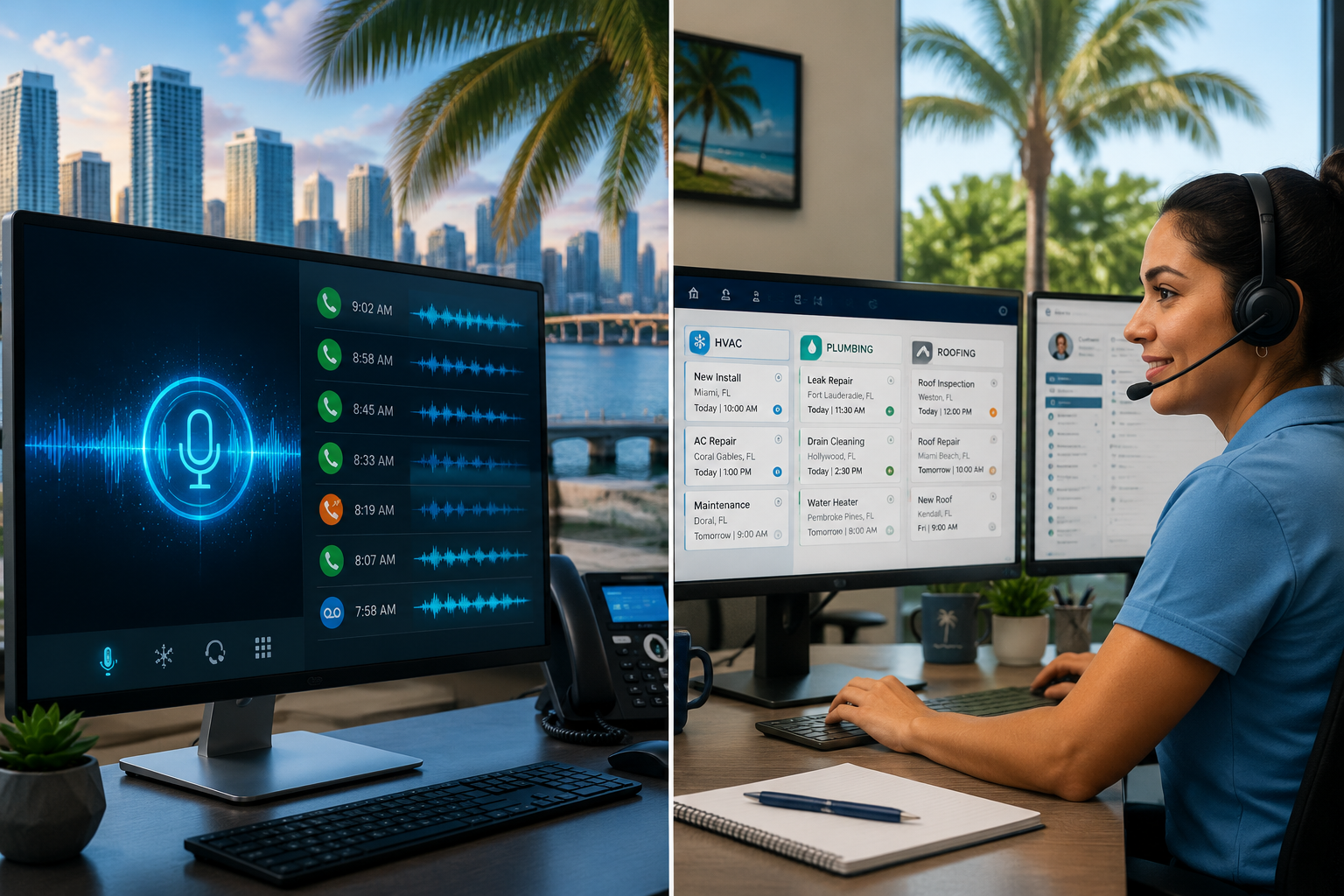 Hybrid Model: AI Receptionist + Human Receptionist Team for South Florida Home Service Brands|hybrid AI and human receptionist