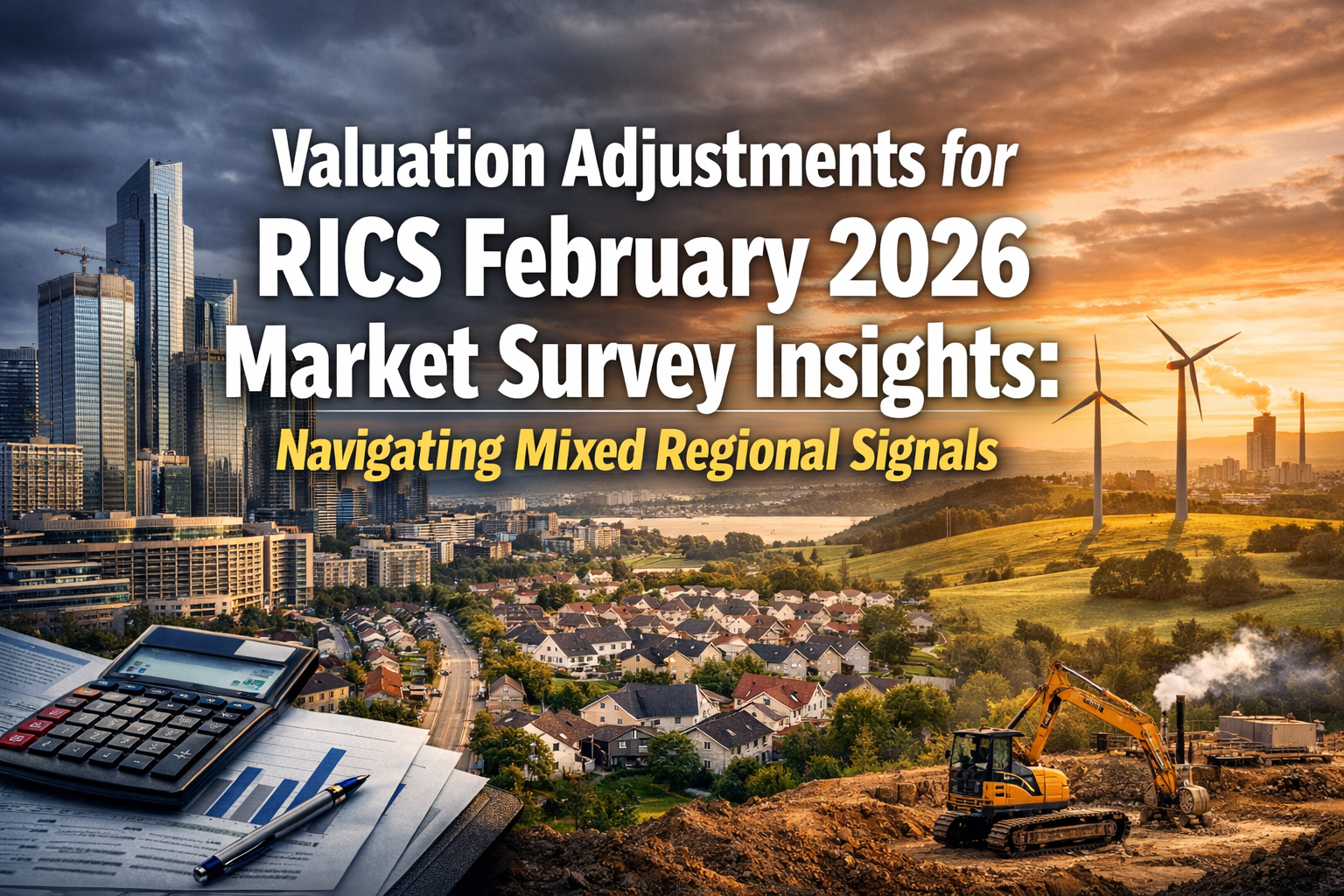 Professional landscape hero image () with : "Valuation Adjustments for RICS February 2026 Market Survey Insights: Navigating