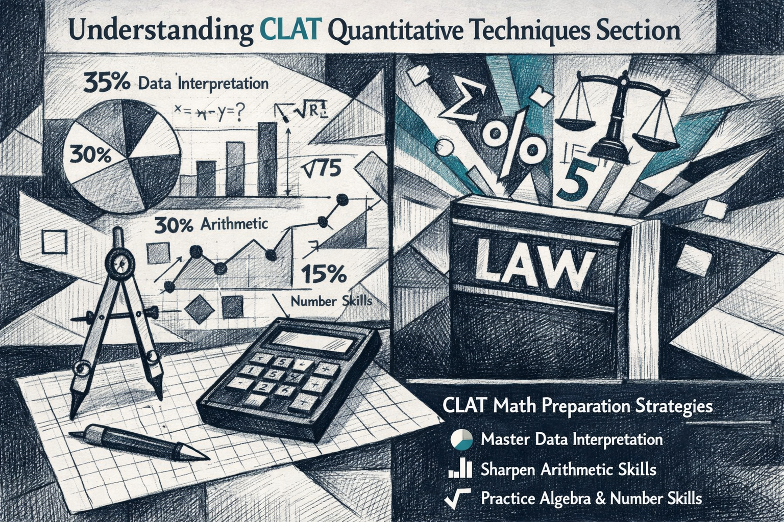 Pencil sketch, hand-drawn, artistic, Picasso-inspired cubist style, geometric shapes, Editorial style illustration depicting 'Understanding 